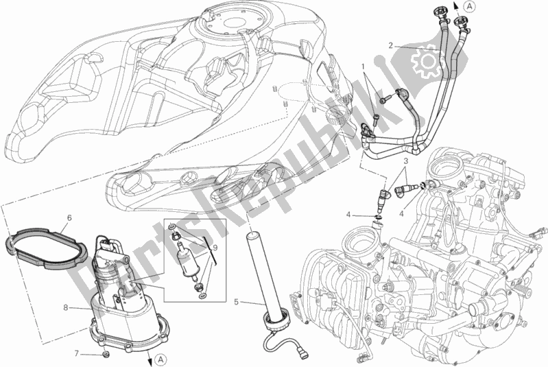 All parts for the Fuel Pump of the Ducati Multistrada 1200 ABS Brasil 2015